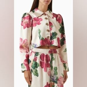 ByTimo floral satin crop jacket blazer S